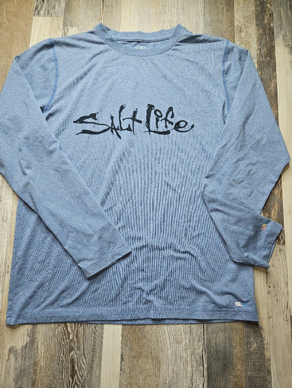 Salt Life Youth Rash Guard Large Blue Performance Tech Long Sleeve